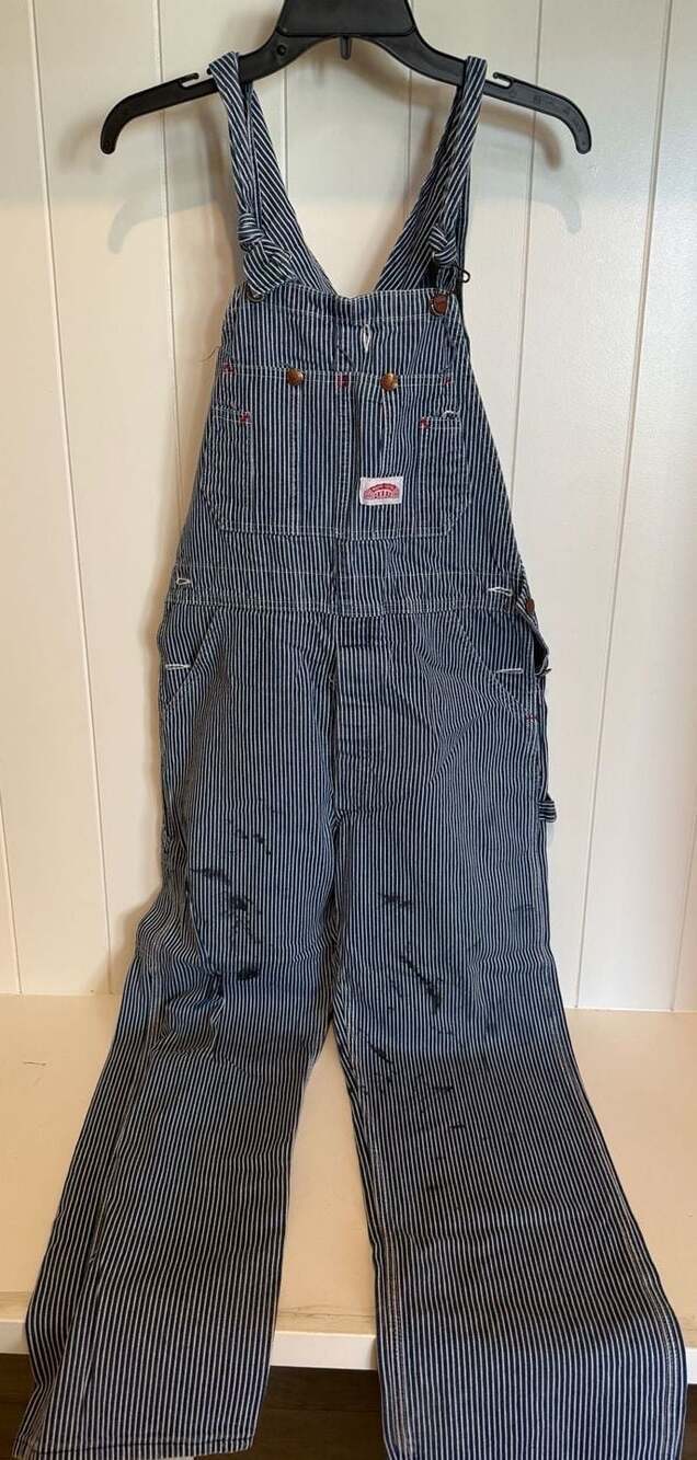 Vintage Round House Hickory Railroad Stripe Bib Overalls